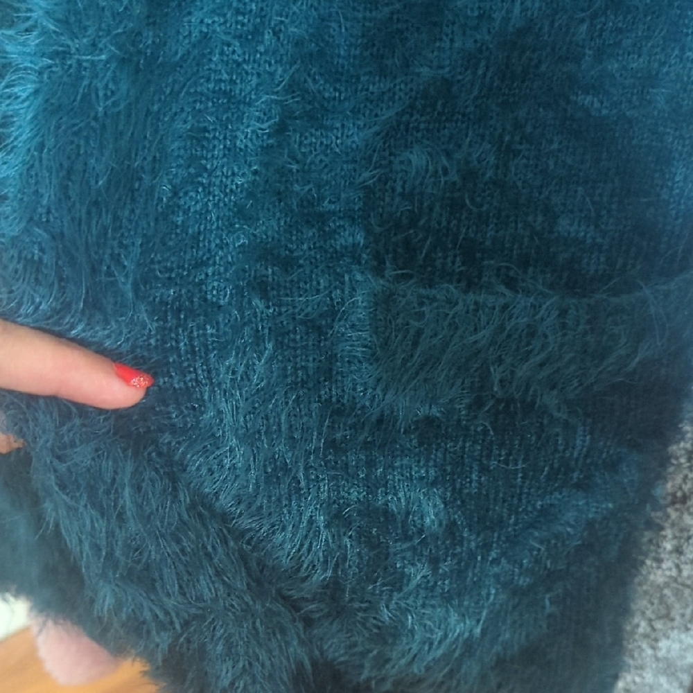 Chelsea & Theodore Blue Cardigan Sweater with Luxurious Texture - Picture 2 of 3